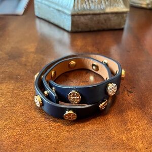 Tory Burch Navy Wrap Around Bracelet